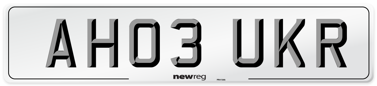 AH03 UKR Number Plate from New Reg